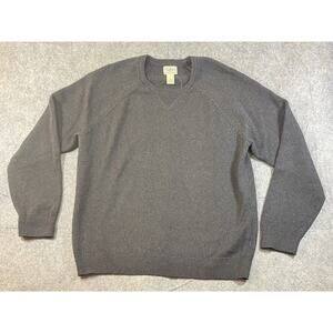 L.L Bean Sweater Mens Size Large Grey Knit Crew Neck Preppy